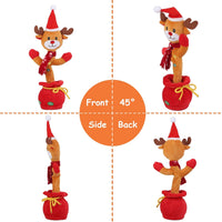 HKM-589907 Interactive Plush Dance Toy - Penguin or Elk Design, Singing, Recording, Light-Up Christmas Decor