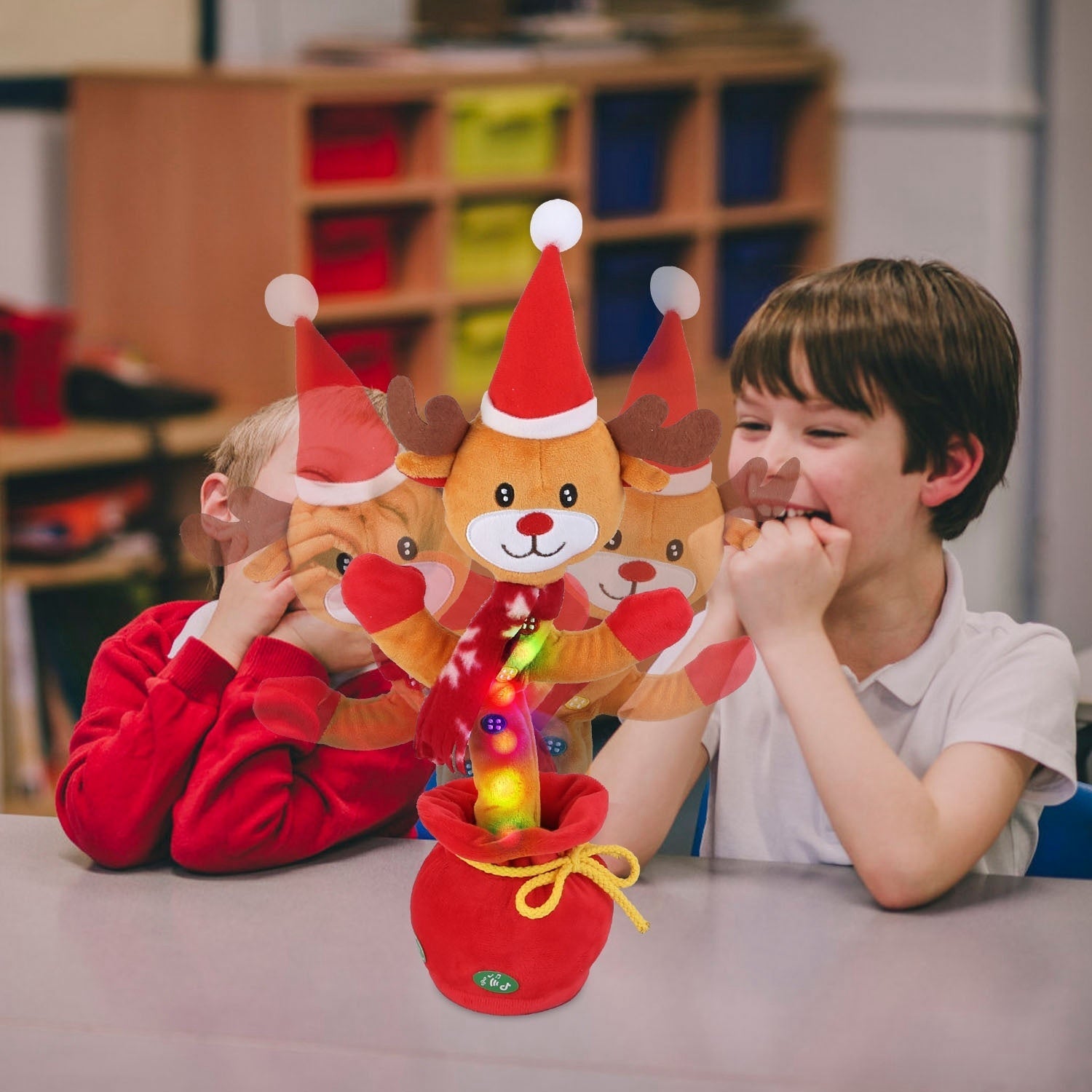 HKM-589907 Interactive Plush Dance Toy - Penguin or Elk Design, Singing, Recording, Light-Up Christmas Decor