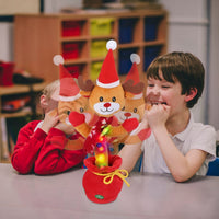 HKM-589907 Interactive Plush Dance Toy - Penguin or Elk Design, Singing, Recording, Light-Up Christmas Decor