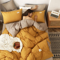 HKM-590099 Brushed Polyester Duvet Cover Bedding Set - Four-Piece Collection in Various Color Combinations
