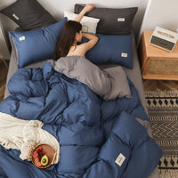 HKM-590099 Brushed Polyester Duvet Cover Bedding Set - Four-Piece Collection in Various Color Combinations