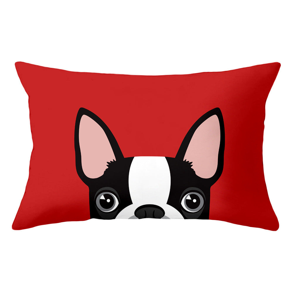 HKM-590163 Cartoon Dog Head Plush Rectangular Pillowcase for Home and Kids
