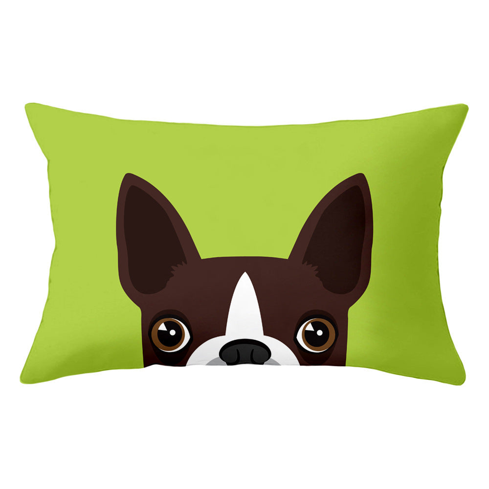 HKM-590163 Cartoon Dog Head Plush Rectangular Pillowcase for Home and Kids