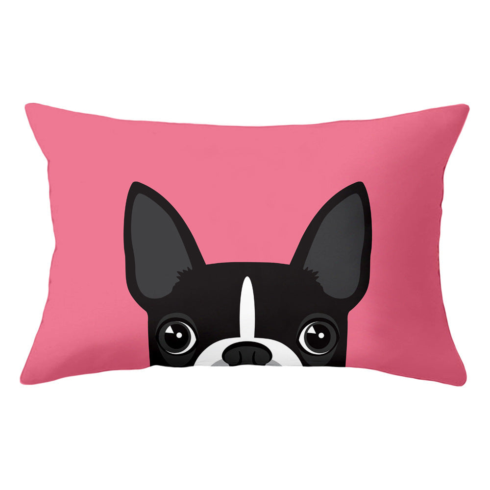 HKM-590163 Cartoon Dog Head Plush Rectangular Pillowcase for Home and Kids