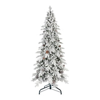 HKM-590227 Flocked PE/PVC Christmas Tree - Available in 7.5ft, 8ft, and 9ft Heights with Pine Cones