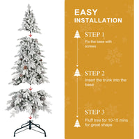 HKM-590227 Flocked PE/PVC Christmas Tree - Available in 7.5ft, 8ft, and 9ft Heights with Pine Cones
