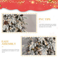 HKM-590227 Flocked PE/PVC Christmas Tree - Available in 7.5ft, 8ft, and 9ft Heights with Pine Cones