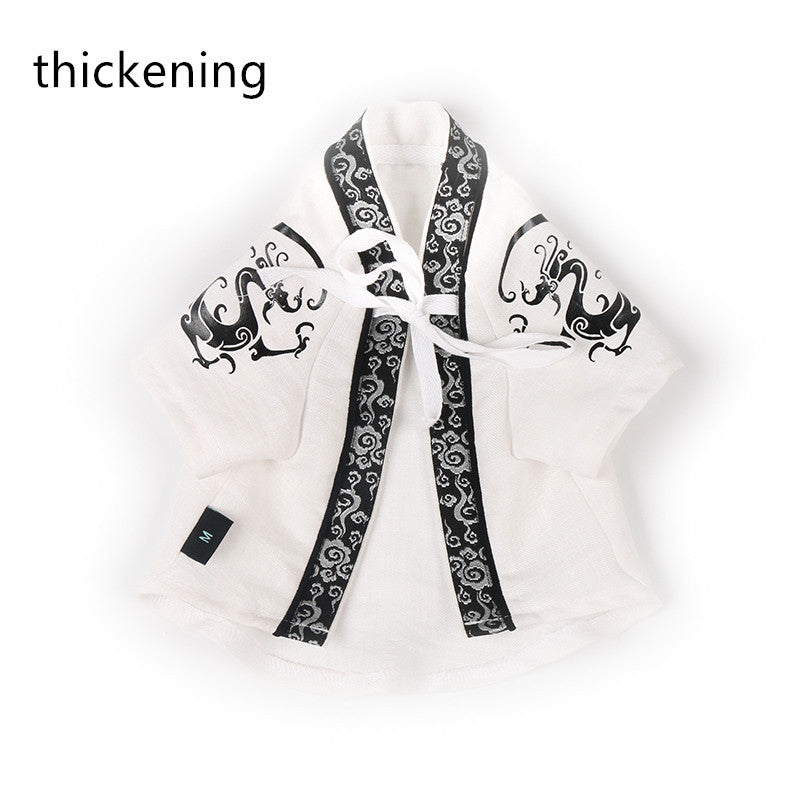 HKM-590227 Small Dog Dragon Robe - Casual Cotton Anti-Hair Clothing in White