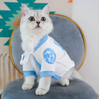 HKM-590227 Small Dog Dragon Robe - Casual Cotton Anti-Hair Clothing in White
