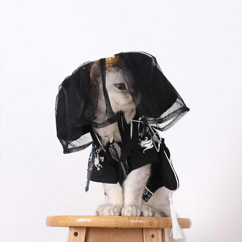 HKM-590227 Small Dog Dragon Robe - Casual Cotton Anti-Hair Clothing in White