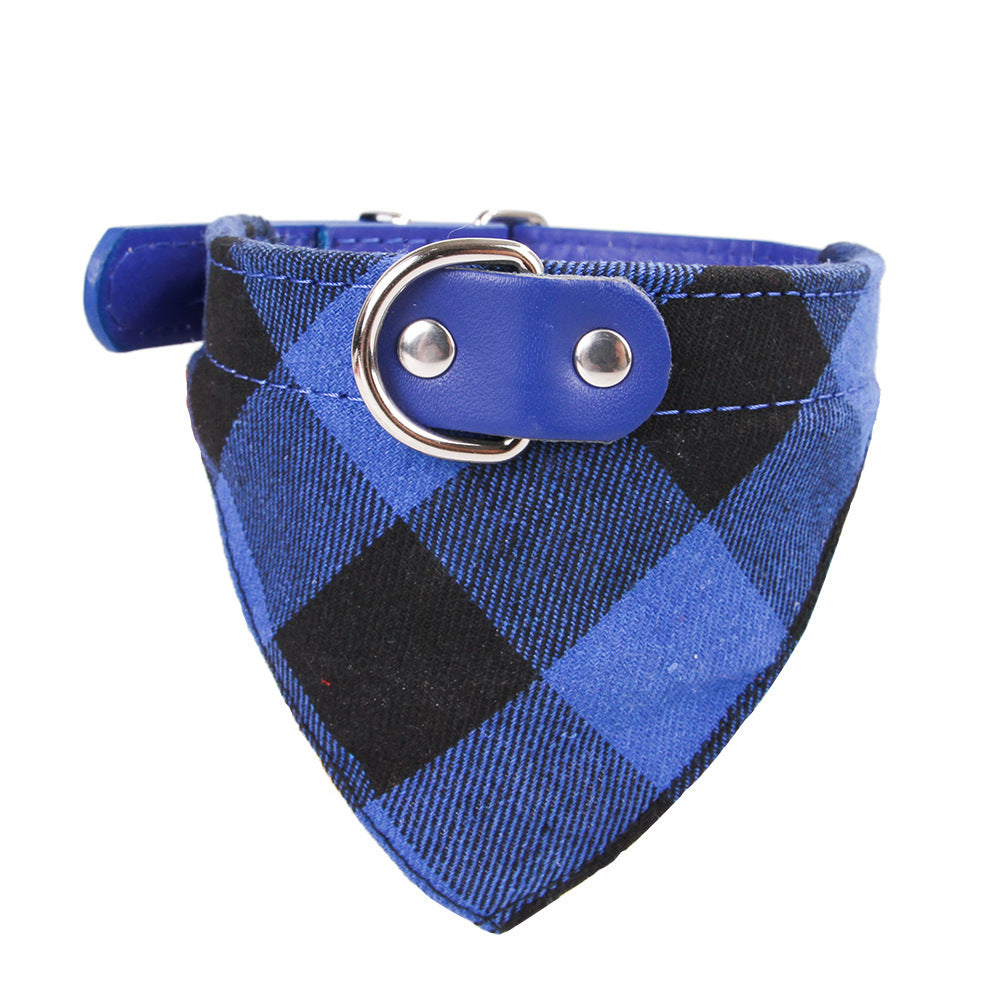 HKM-590483 Cotton Dog Mouth Towel Collar - Adjustable Sizes M, L, XL in Blue, Black, Red, Green