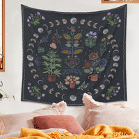 HKM-590547 Moon Phase Tarot Tapestry - Polyester Fiber Wall Hanging, Machine Woven with 100% Durable Material
