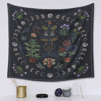 HKM-590547 Moon Phase Tarot Tapestry - Polyester Fiber Wall Hanging, Machine Woven with 100% Durable Material