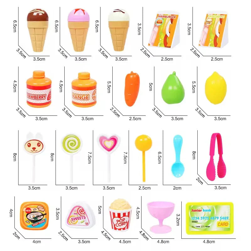 HKM-590739 Children's Mini Supermarket Play Set with Checkout Station and Ice Cream Vending Table