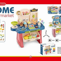HKM-590739 Children's Mini Supermarket Play Set with Checkout Station and Ice Cream Vending Table