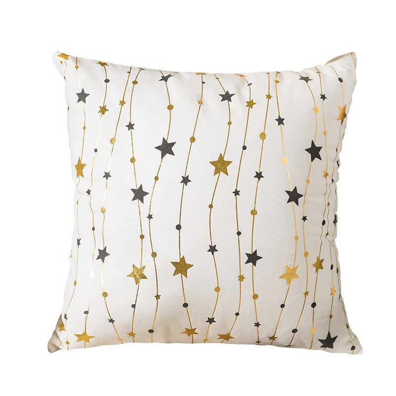HKM-590739 Nordic Christmas Pillow Cover with Gilding Letters, Plush, Modern Simplicity, 45x45cm