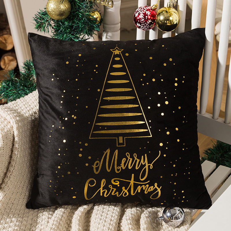 HKM-590739 Nordic Christmas Pillow Cover with Gilding Letters, Plush, Modern Simplicity, 45x45cm