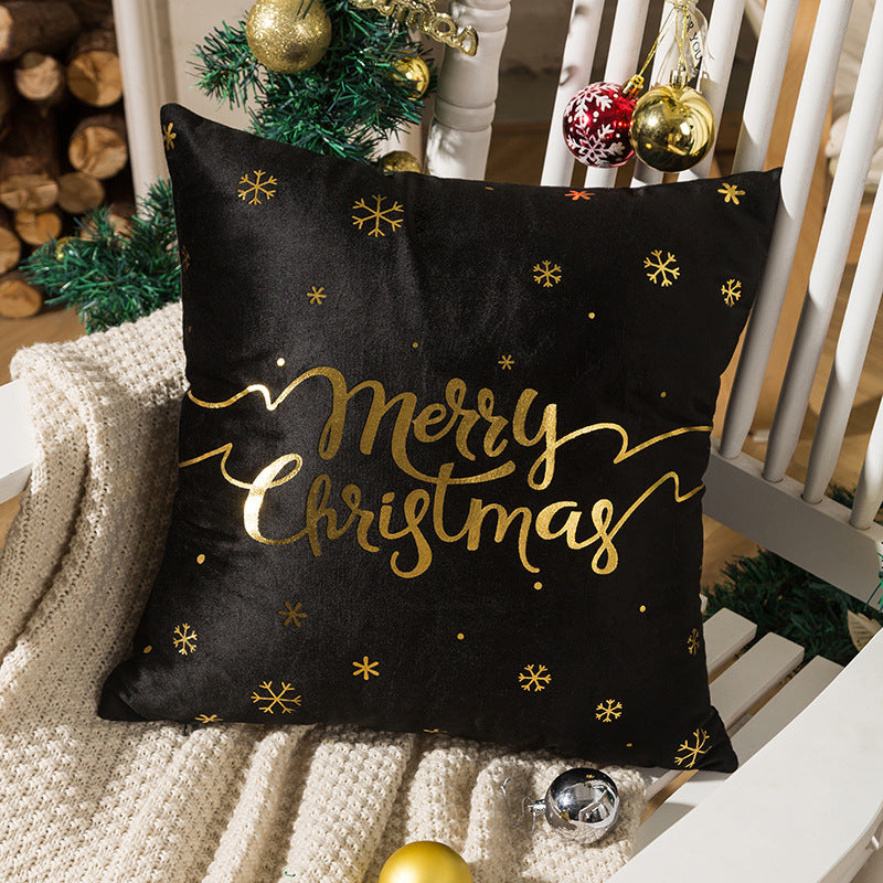 HKM-590739 Nordic Christmas Pillow Cover with Gilding Letters, Plush, Modern Simplicity, 45x45cm