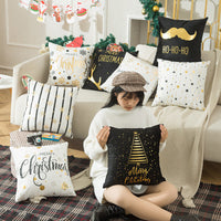 HKM-590739 Nordic Christmas Pillow Cover with Gilding Letters, Plush, Modern Simplicity, 45x45cm