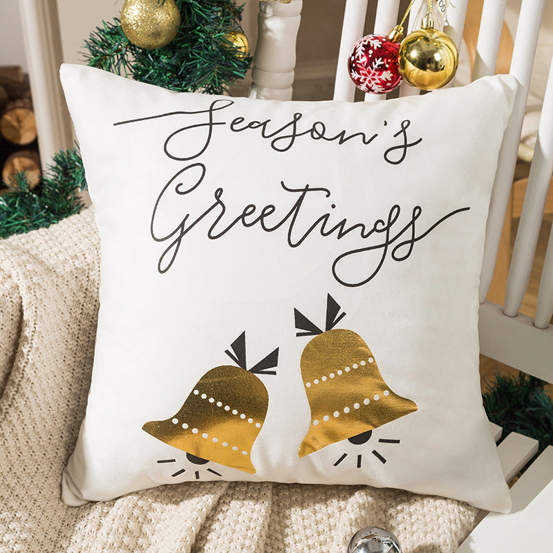 HKM-590739 Nordic Christmas Pillow Cover with Gilding Letters, Plush, Modern Simplicity, 45x45cm