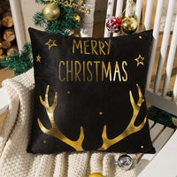 HKM-590739 Nordic Christmas Pillow Cover with Gilding Letters, Plush, Modern Simplicity, 45x45cm