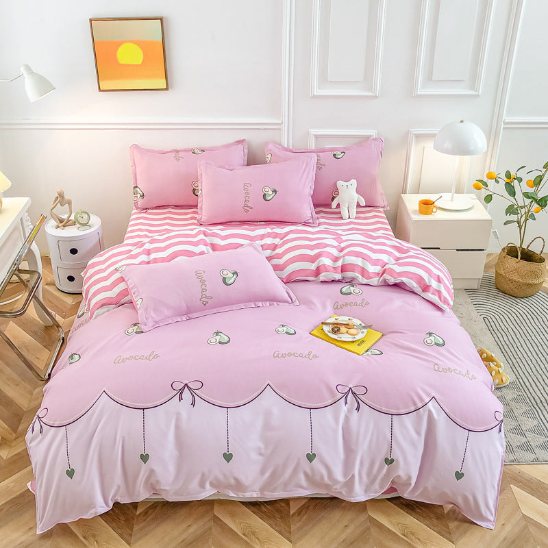HKM-590931 Cashmere Four-Piece Brushed Quilt Cover and Sheet Set in Multiple Sizes