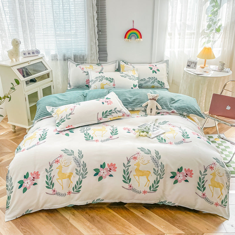 HKM-590931 Cashmere Four-Piece Brushed Quilt Cover and Sheet Set in Multiple Sizes