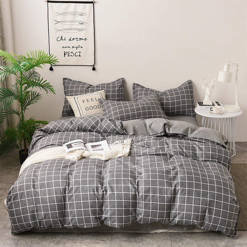 HKM-590931 Cashmere Four-Piece Brushed Quilt Cover and Sheet Set in Multiple Sizes