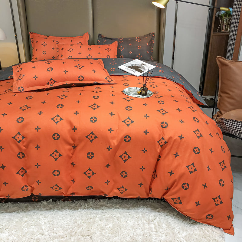 HKM-590931 Cashmere Four-Piece Brushed Quilt Cover and Sheet Set in Multiple Sizes