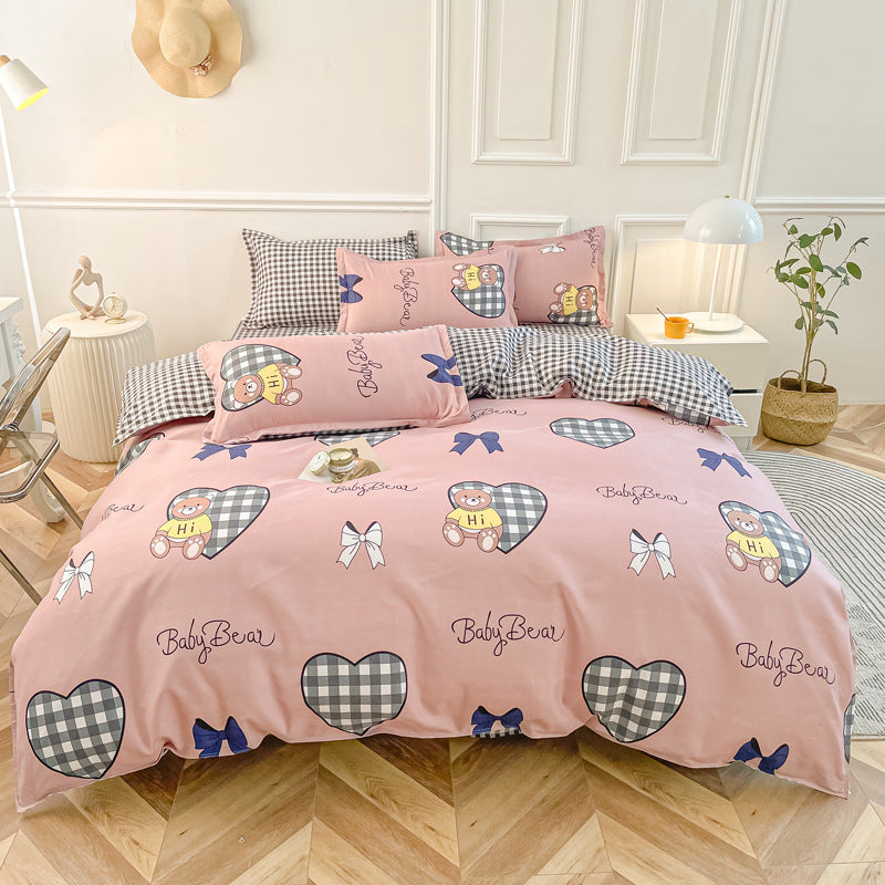HKM-590931 Cashmere Four-Piece Brushed Quilt Cover and Sheet Set in Multiple Sizes