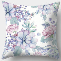HKM-590995 White Modern Cotton and Linen Floral Cushion Cover, 40x40cm