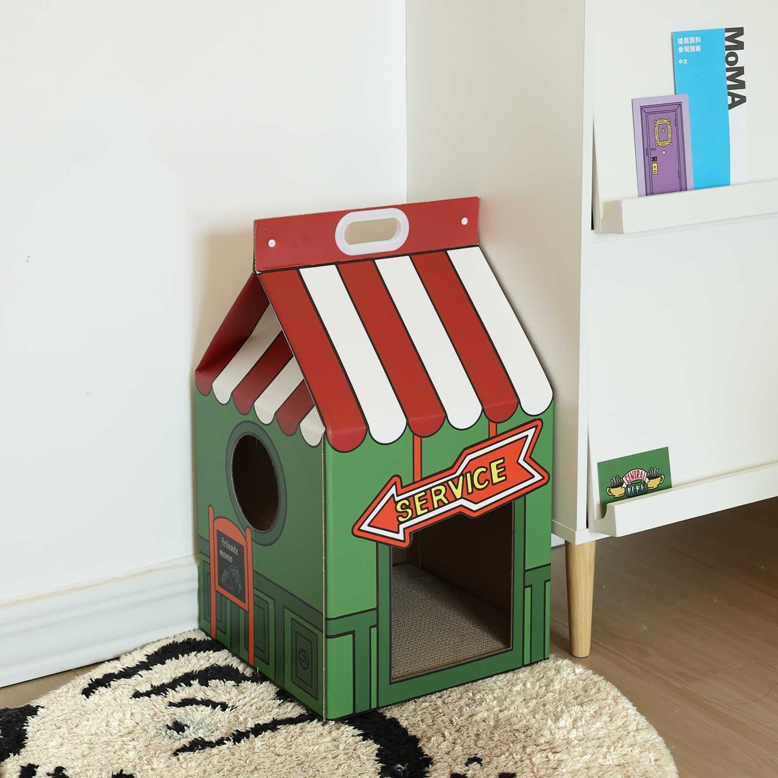 HKM-591059 Coffee Shop Cat Scratch Board - Cat Nest for Claw Grinding, Wear-Resistant Corrugated Paper, Height 56cm x Length 33cm x Width 33cm