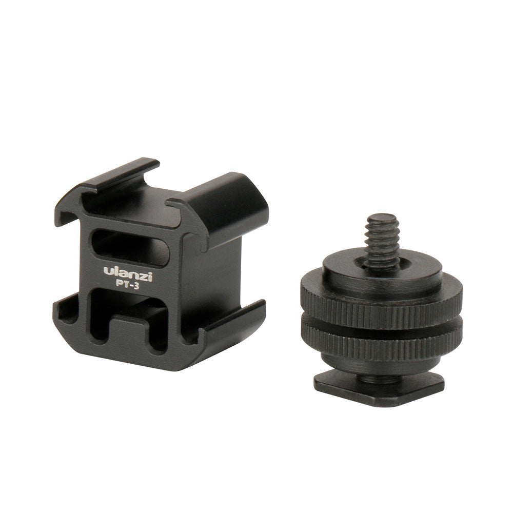 HKM-591123 Three-Head Hot Shoe Aluminum Camera Base for Microphone and Monitor