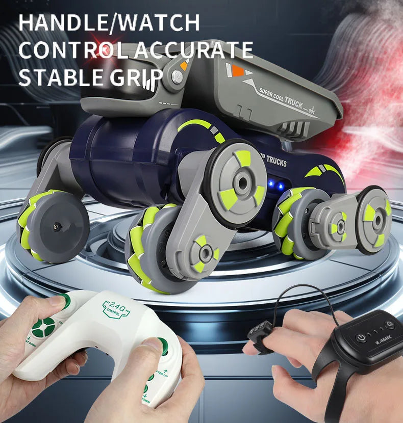 HKM-591187 2-in-1 Remote Control Stunt Car and Robot Dog with Lights, Music, and 360° Drift Action