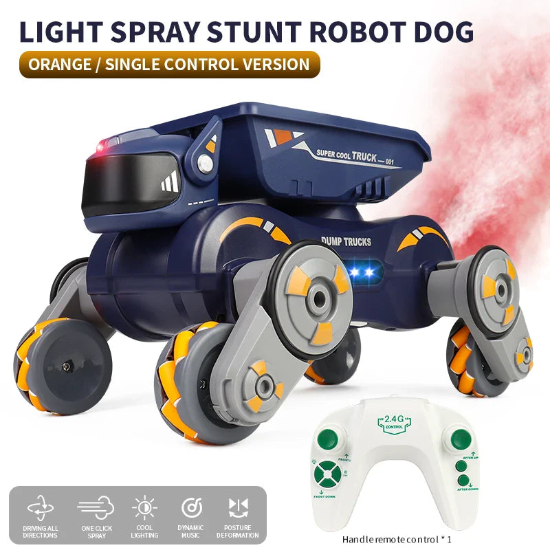 HKM-591187 2-in-1 Remote Control Stunt Car and Robot Dog with Lights, Music, and 360° Drift Action