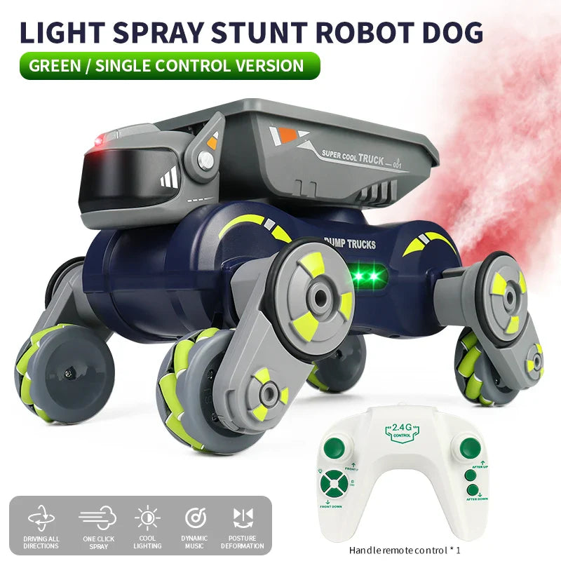 HKM-591187 2-in-1 Remote Control Stunt Car and Robot Dog with Lights, Music, and 360° Drift Action