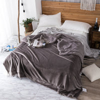 HKM-591251 Double-Layer Solid Color Polyester Milk Fleece Blanket in Multiple Colors