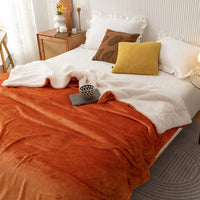 HKM-591251 Double-Layer Solid Color Polyester Milk Fleece Blanket in Multiple Colors