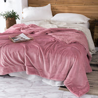 HKM-591251 Double-Layer Solid Color Polyester Milk Fleece Blanket in Multiple Colors