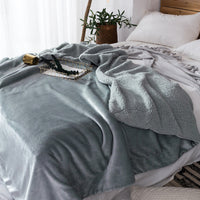 HKM-591251 Double-Layer Solid Color Polyester Milk Fleece Blanket in Multiple Colors