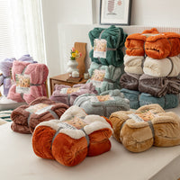 HKM-591251 Double-Layer Solid Color Polyester Milk Fleece Blanket in Multiple Colors