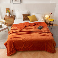 HKM-591251 Double-Layer Solid Color Polyester Milk Fleece Blanket in Multiple Colors