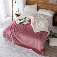 HKM-591251 Double-Layer Solid Color Polyester Milk Fleece Blanket in Multiple Colors