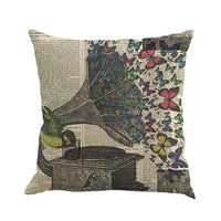 HKM-591315 Colorful Butterfly Linen Pillow Cover - Scenery Design, 45x45cm, No Insert Included