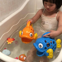 HKM-591571 Devouring Fish Bath Toy Set for Kids - Colorful Plastic Bathroom Fun for Ages 2-7