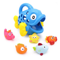 HKM-591571 Devouring Fish Bath Toy Set for Kids - Colorful Plastic Bathroom Fun for Ages 2-7
