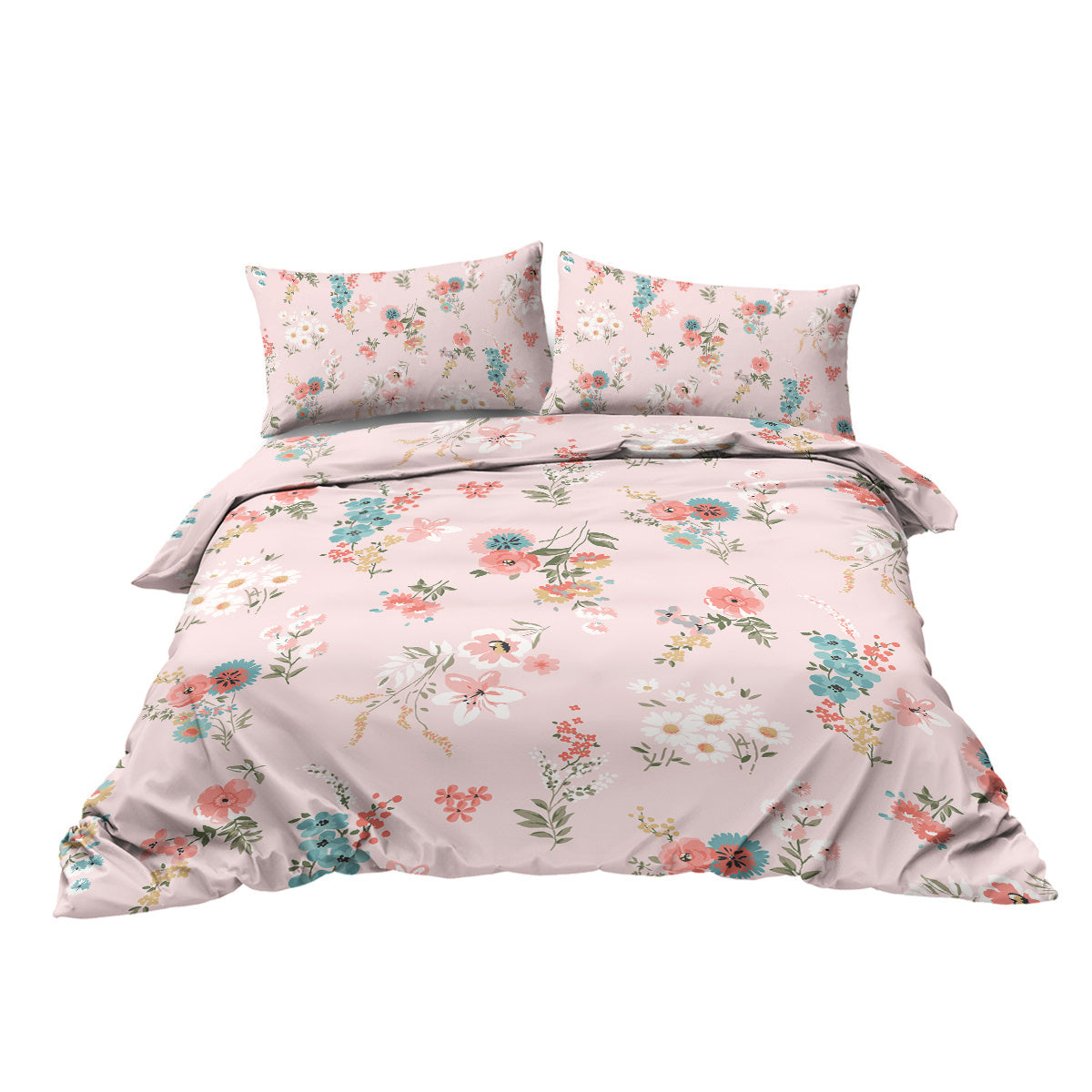 HKM-591763 Elegant Floral Microfiber Duvet Set with Comforter and Pillow Shams - Available in Multiple Sizes