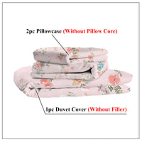 HKM-591763 Elegant Floral Microfiber Duvet Set with Comforter and Pillow Shams - Available in Multiple Sizes