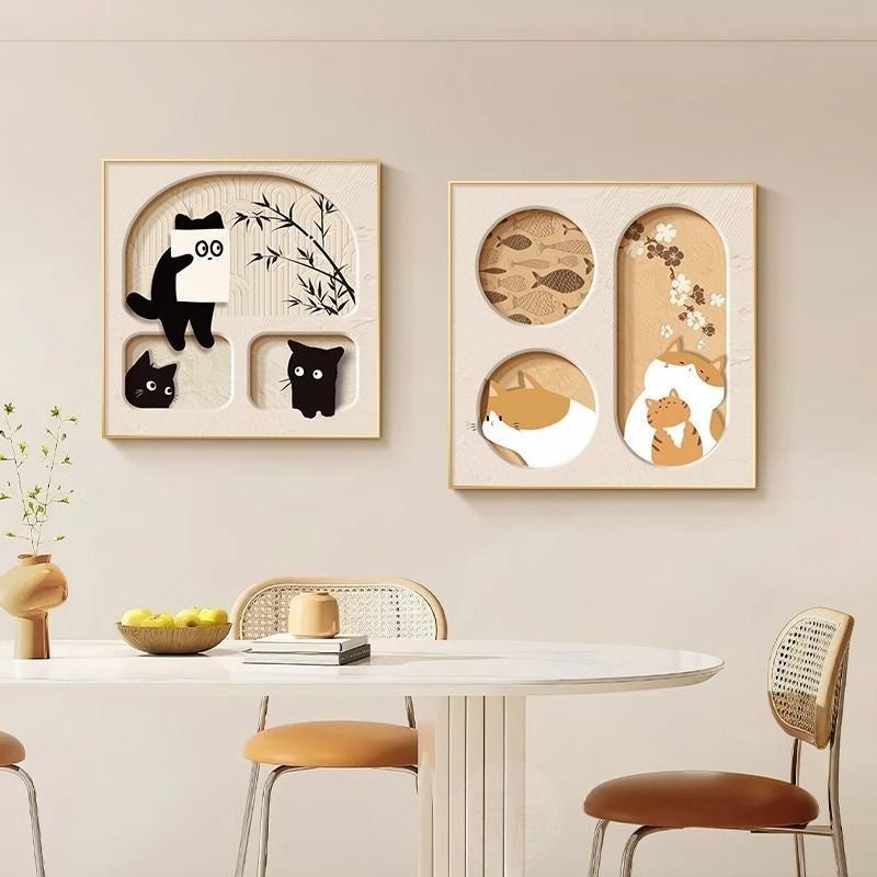 HKM-592019 Cute Cat Decorative Wall Art - Aluminum Alloy Frames in Various Sizes and Styles