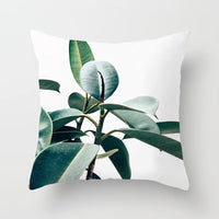 HKM-592147 Modern Green Plant Printed Peach Skin Cushion Cover - 45x45 cm